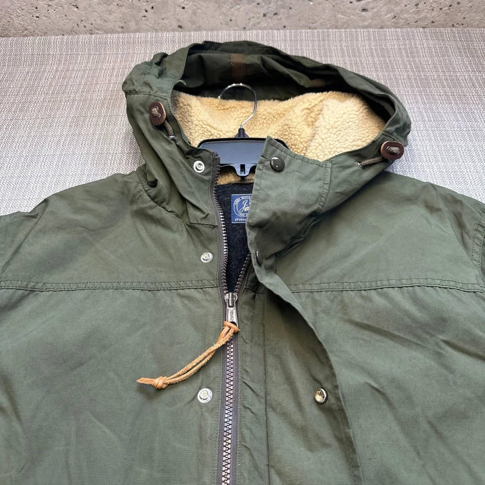 J. Crew Hooded Parka Mens XL Green‎ Field Jacket Wool Lined Utility Outfitter